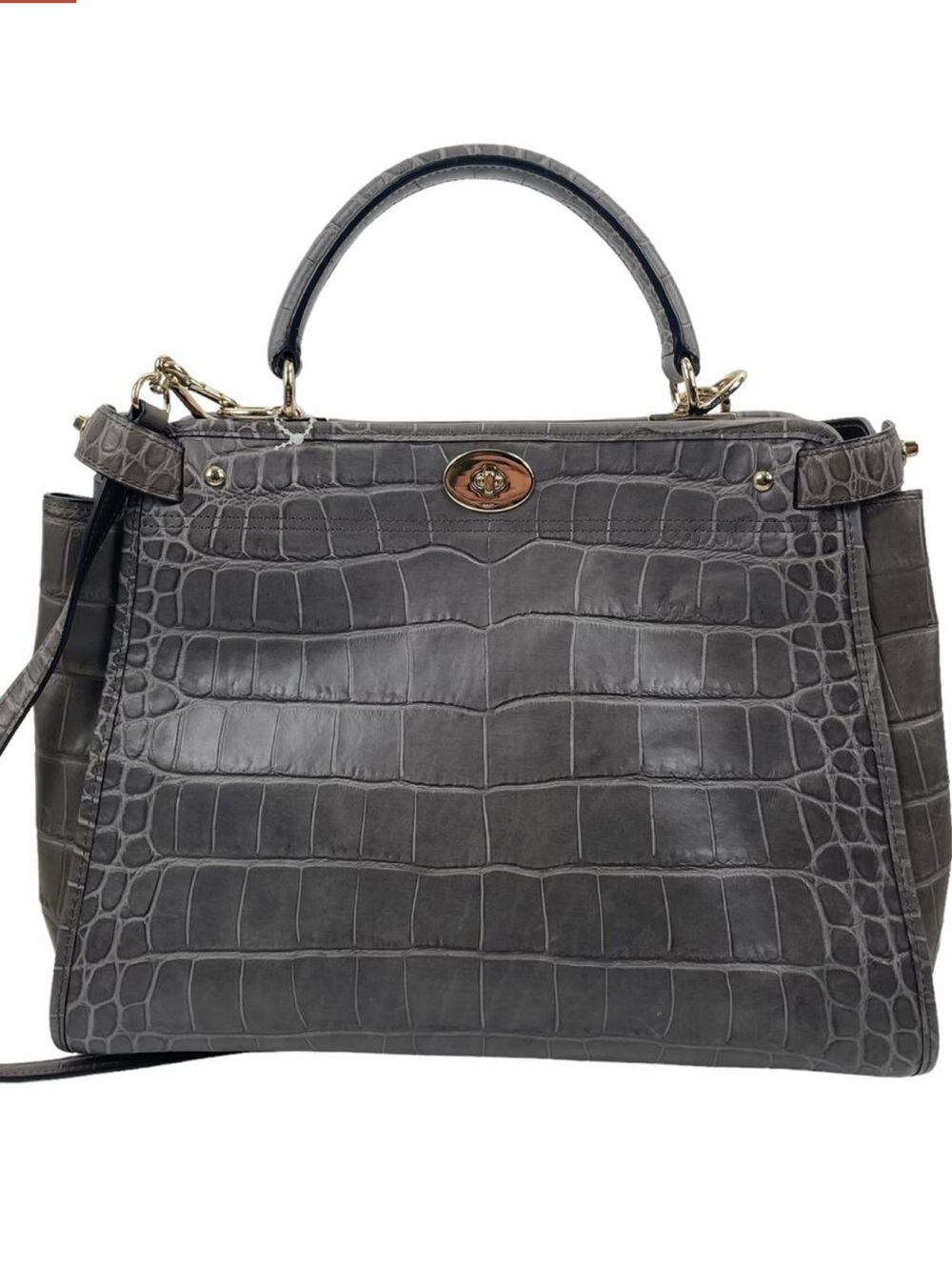 Coach Gramercy Croc-Embossed Top Handle Satchel - Gray